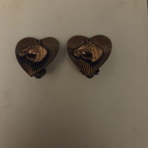 Vintage Heart Shaped Horse Earrings